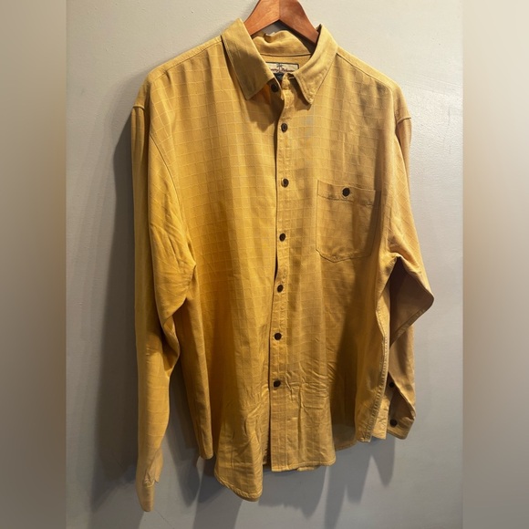 Tommy Bahama Yellow Silk Shirt vacation size large textured classic beach - Picture 1 of 9